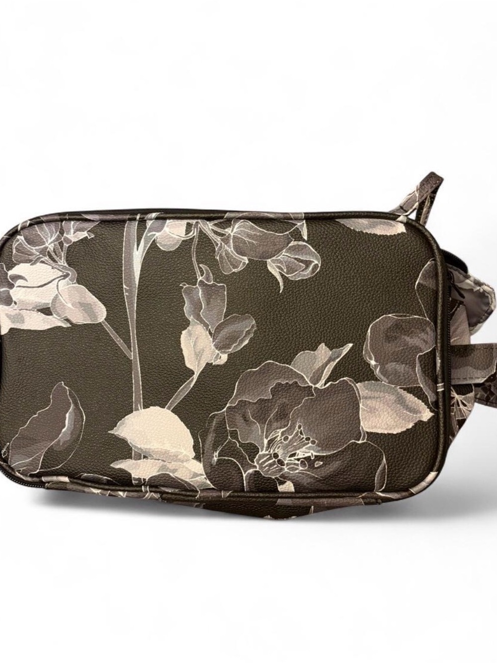 Floral Print Crossbody Bag in Brown and Cream